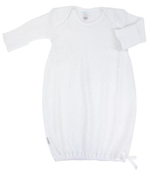 Paty Knit Baby Gown with Picot Trim