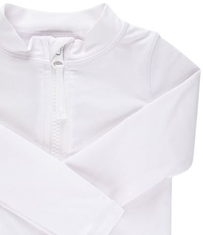 White Baby LS Full Zip Rash Guard