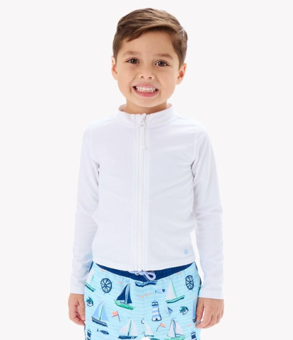 White Baby LS Full Zip Rash Guard