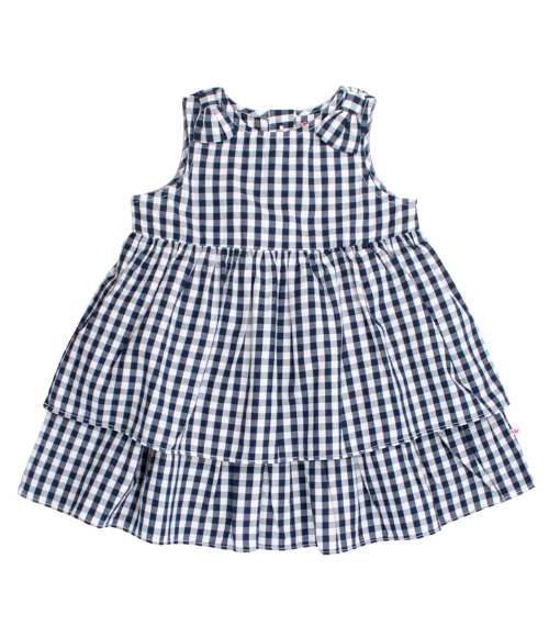 Navy Gingham Bow Dress