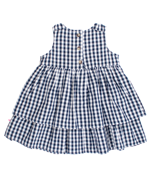 Navy Gingham Bow Dress