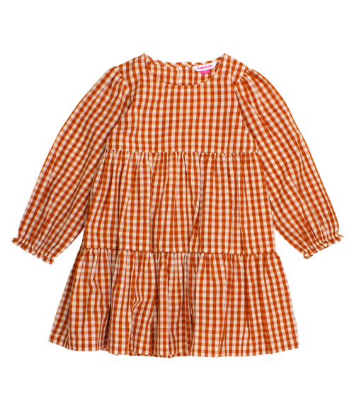 Burnt Orange Gingham Twirl Dress