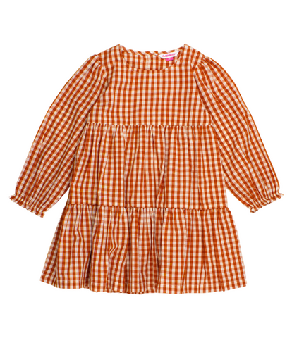 Burnt Orange Gingham Twirl Dress