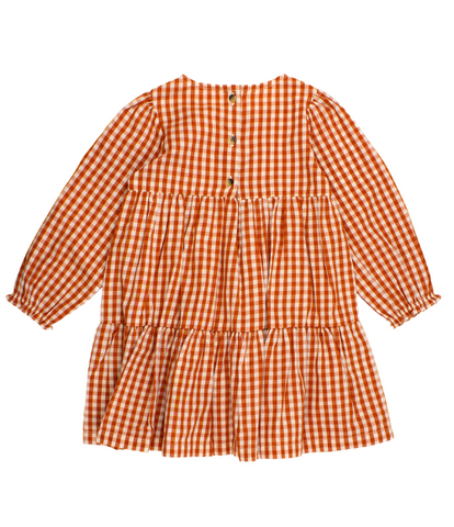 Burnt Orange Gingham Twirl Dress