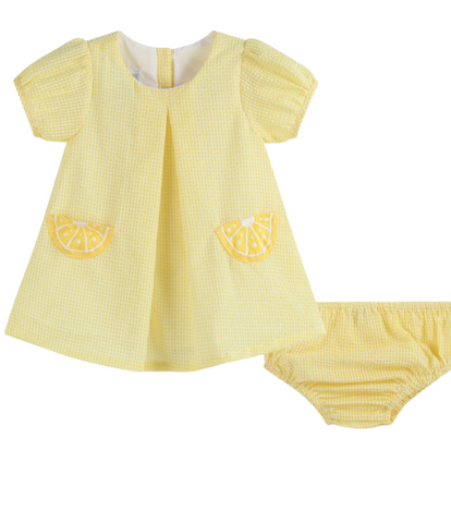 Yellow Lemon Dress & Bloomer Set