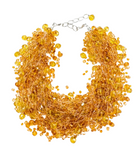 Amber Crystal Bead Cluster Necklace