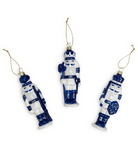 Blue and White Nutcracker Soldier Christmas Ornament