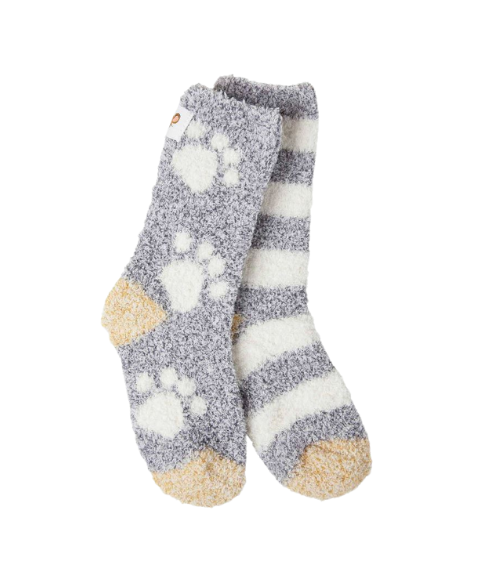 Paw Print & Stripe Kids Socks, Youth 1-4