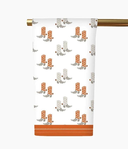 Texas Cowboy Boots Tea Towel - Burnt Orange