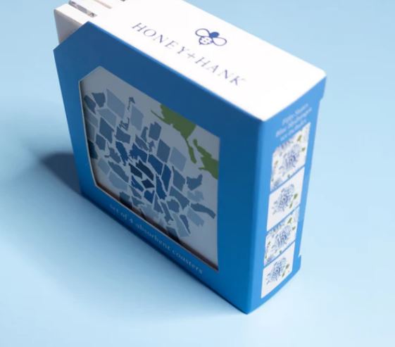 Blue Hydrangea 50 States Coaster Set