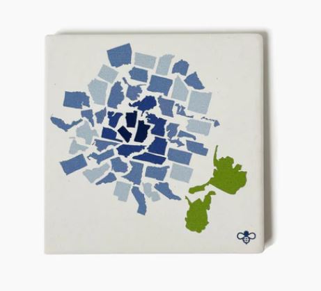 Blue Hydrangea 50 States Coaster Set