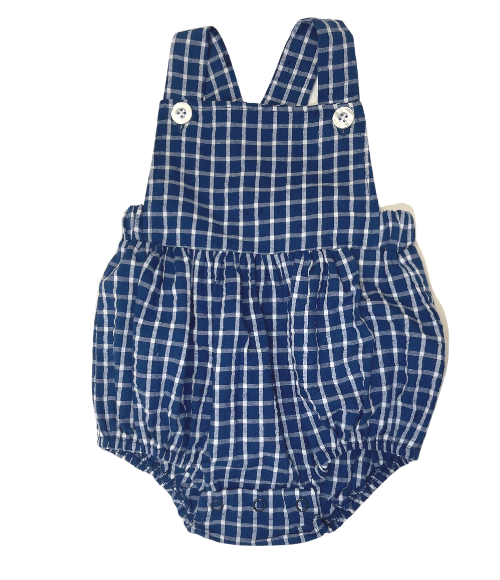 Navy Windowpane Sunsuit, 9M