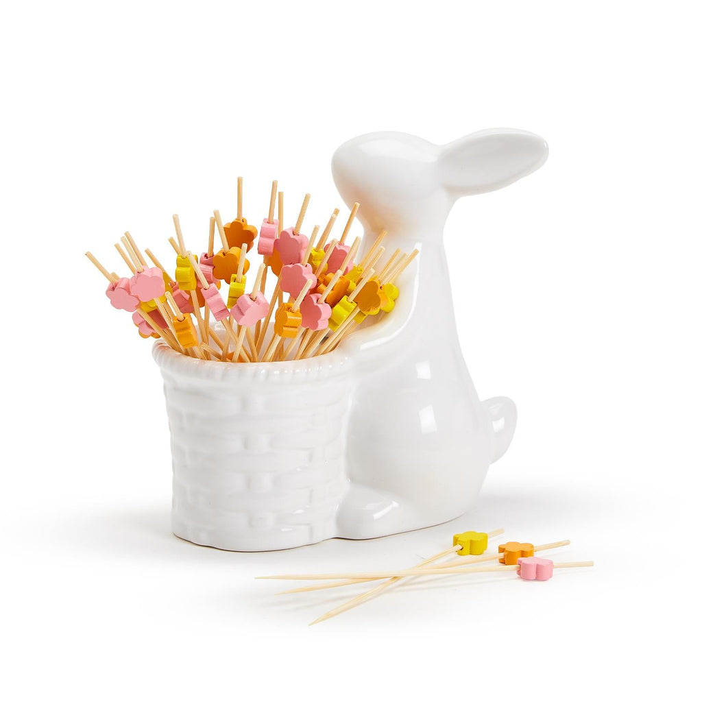 Bunny with Multi-Colored Flower Picks