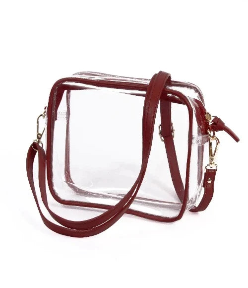 Clear Purse with Vegan Leather Trim & Straps