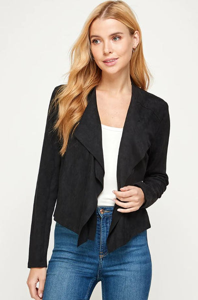 Stylish Suede Drape Jacket, Medium