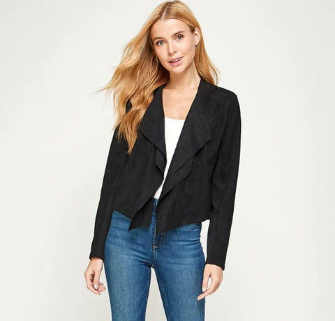 Stylish Suede Drape Jacket, Medium