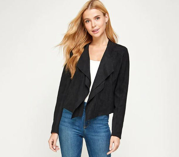 Stylish Suede Drape Jacket, Medium