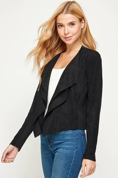 Stylish Suede Drape Jacket, Medium