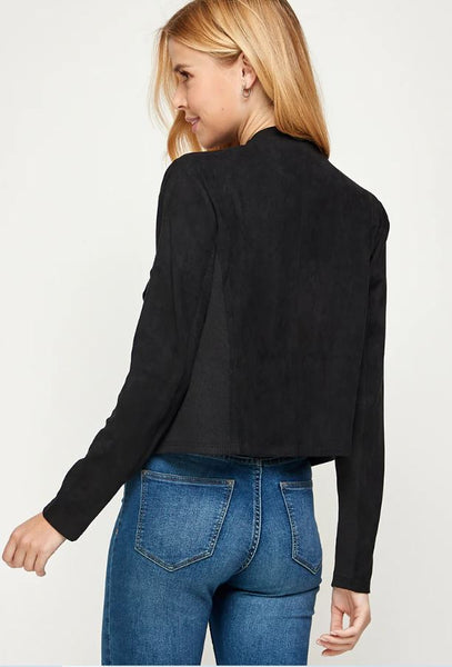 Stylish Suede Drape Jacket, Medium