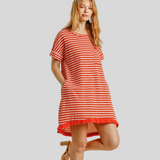 Brick Red Striped Dress