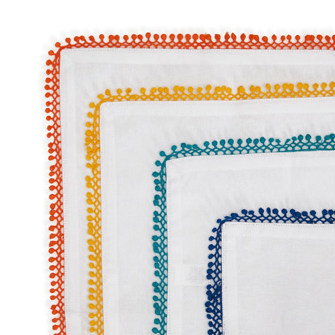 Lace Crochet Trimmed Napkins - Set of 4