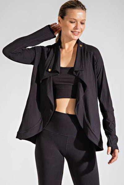 Plus Size Asymmetric Jacket with Cowl Neck - Multiple Colors