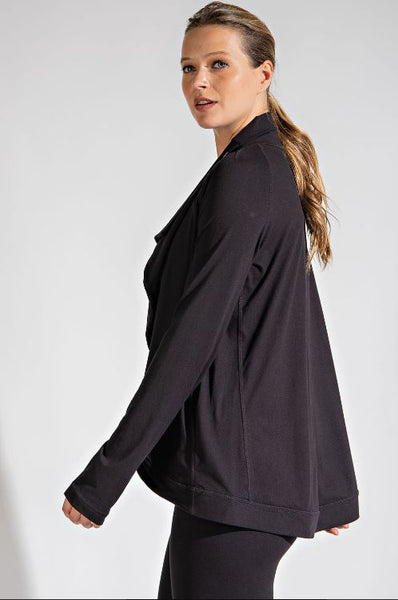 Plus Size Asymmetric Jacket with Cowl Neck - Multiple Colors