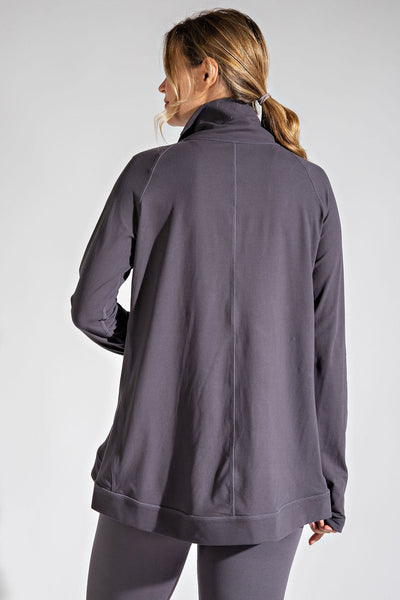 Plus Size Asymmetric Jacket with Cowl Neck - Multiple Colors