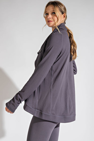 Plus Size Asymmetric Jacket with Cowl Neck - Multiple Colors