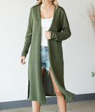 Long Knit Cardigan in Olive