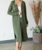 Long Knit Cardigan in Olive