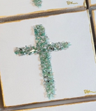 Hand Painted Crystal Cross Canvas Art