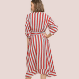 Nautical Striped Wrap Dress - Multiple Colors
