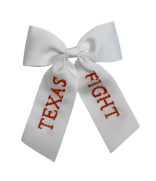 Texas Fight Hand Embroidered Hair Bow