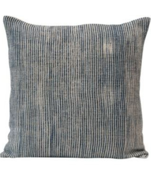 Stonewashed Blue & Crème Stripe Throw Pillow