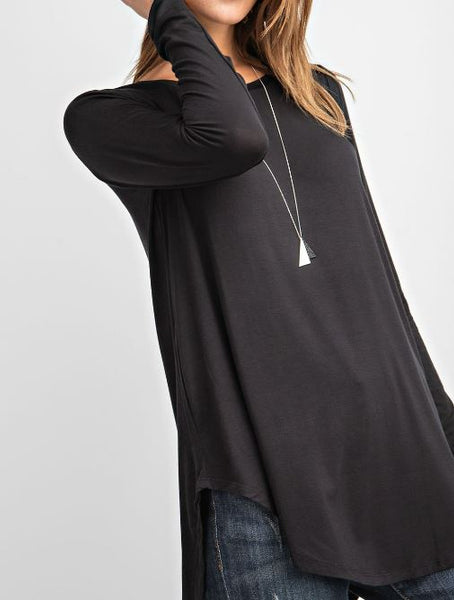 Plus/Curvy Round Neck Basic Top - Multiple Colors