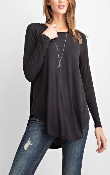 Plus/Curvy Round Neck Basic Top - Multiple Colors