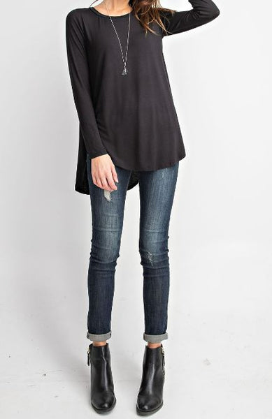 Plus/Curvy Round Neck Basic Top - Multiple Colors