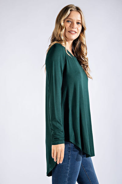 Plus/Curvy Round Neck Basic Top - Multiple Colors