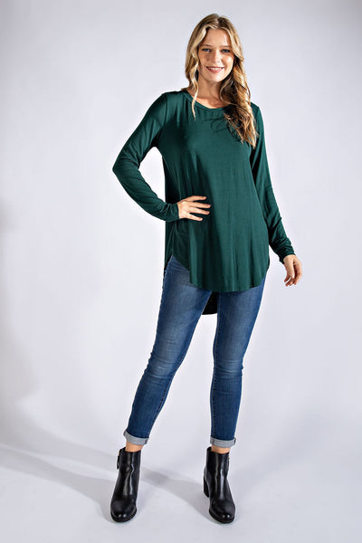 Plus/Curvy Round Neck Basic Top - Multiple Colors