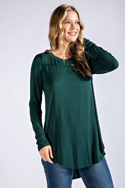 Plus/Curvy Round Neck Basic Top - Multiple Colors