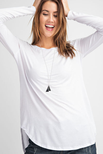 Plus/Curvy Round Neck Basic Top - Multiple Colors