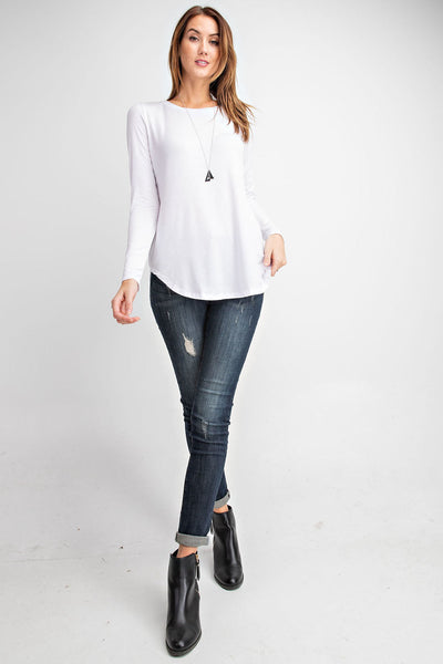 Plus/Curvy Round Neck Basic Top - Multiple Colors