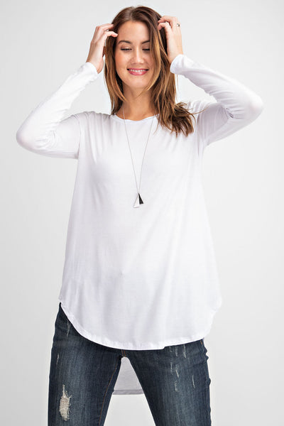 Plus/Curvy Round Neck Basic Top - Multiple Colors