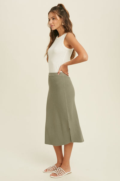 Crew Neck Ribbed Knit Top - Multiple Colors