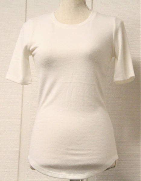 White Knit Round Edge Sweater Top
