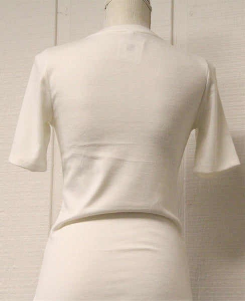 White Knit Round Edge Sweater Top